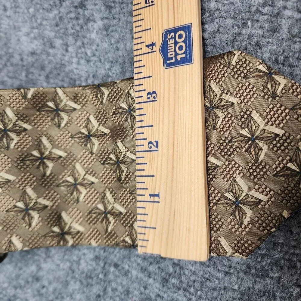 Ermenegildo Zegna Italy Silk Tie Woven Silk Necktie Luxury Brown Gold‎ $395